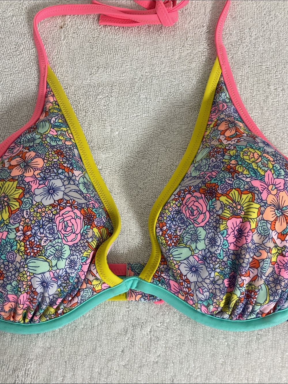 Victoria's Secret Floral Underwire High Tie Halter Bikini Top Size 36C - Picture 2 of 8